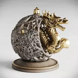 Сувенир из массива бука "Дракон в шаре"